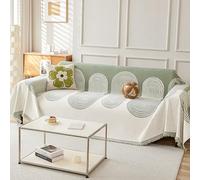 Funda de Sofá 3 Plazas, Cubre Sofá, Manta Cubre Sofa Four Seasons, Universal, Reversible, Protector de Sofa para Perros Gatos,Verde,71 * 110in/180 * 280cm