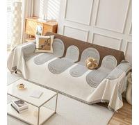 Funda de Sofá 3 Plazas, Cubre Sofá, Manta Cubre Sofa Four Seasons, Universal, Reversible, Protector de Sofa para Perros Gatos,Marrón,71 * 181in/180 * 460cm