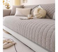 Funda de sofá acolchada de pana gruesa antideslizante, cómoda y con diseño de rejilla. Protector universal de muebles para sofá, antiarañazos, ideal para niños, perros y mascotas (gris claro, 90*120