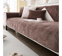 Funda de sofá acolchada geométrica, antideslizante, esponjosa, suave, en forma de L, protector de sofá para perros, niños y mascotas, color café, 36 x 82 pulgadas, funda rectangular para sofá