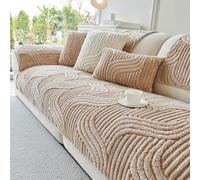 Funda de Sofá Antideslizante de Terciopelo sofá Todas Las Estaciones Topper Sofa, Sofá Cubre Sofás de 1 2 3 4 Plazas Seccional en Forma de U y L Mascotas(Khaki,90 * 180cm)