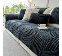 Funda de Sofá Antideslizante de Terciopelo sofá Todas Las Estaciones Topper Sofa, Sofá Cubre Sofás de 1 2 3 4 Plazas Seccional en Forma de U y L Mascotas(Black,70 * 150cm)