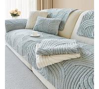 Funda de Sofá Antideslizante de Terciopelo sofá Todas Las Estaciones Topper Sofa, Sofá Cubre Sofás de 1 2 3 4 Plazas Seccional en Forma de U y L Mascotas(Grey,110 * 240cm)