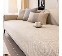 Funda de sofá antideslizante, protector de sofá de lino y algodón lavable, funda universal con parte inferior de silicona, se adapta a sofás de 90 x 70 cm, funda de muebles para decoración del hogar