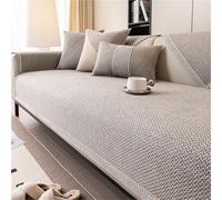 Funda de sofá antideslizante y lavable, protector de sofá de algodón y lino, funda universal con parte inferior de silicona, gris claro, 70 x 70 cm, protector de muebles para decoración del hogar