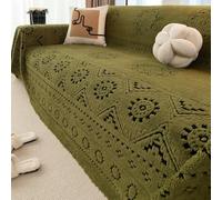 Funda de sofá bohemias de algodón suave para sofás de 2 a 3 cojines seccionales, fundas de sofá en forma de L que admiten mascotas, protector de muebles lavable a máquin Green 180*230cm/70.87*90.55in