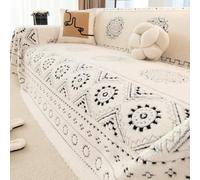 Funda de sofá bohemias de algodón suave para sofás de 2 a 3 cojines seccionales, fundas de sofá en forma de L que admiten mascotas, protector de muebles lavable a máquin White 180*130cm/70.87*51.18in