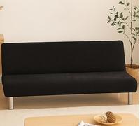 Funda de sofá cama sin brazos, funda elástica para sofá plegable sin reposabrazos, protector lavable para 2/3 plazas, ideal para hogares con mascotas o niños, 14 opciones de color (negro, 120-155 cm)