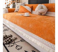 Funda De Sofá Chenilla Con Ribete Encaje Antideslizante, Ajuste Universal Mayoría De Los Sofás, Funda Resistente A Los Arañazos Gatos Y A Prueba Mascotas, Lavable En Vari Orange 110*240cm/43.3*94.5in