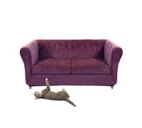 Funda de sofá Chesterfield de terciopelo elástico con funda de cojín de asiento para sillón curvo, estilo vintage (sofá morado + 2 asientos grandes)