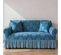 Funda de sofá completa con volante, antideslizante, extensible, lavable a máquina, estilo elegante, para sofá de 1, 2, 3 y 4 plazas, protege muebles del hogar (F,4 Seater)
