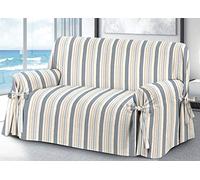 Funda de sofá con lazos para fijación Riviera azul 3 plazas azul