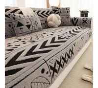 Funda de Sofá con Patrón Geométrico Estilo Bohemio, Antideslizante, Lavable, Amigable con Mascotas, para 2-4 Plazas, Apta para Sofás en Forma de L/Modulares Gray 110 * 210cm/43.31 * 82.68in