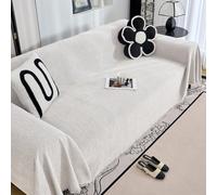 Funda de sofá de chenilla en espiga Lavable y transpirable Manta para sofá Funda protectora para sofá para todas las estaciones Funda protectora para sofá en forma de L (Size:180x380cm,Color:Beige)