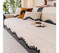 Funda de Sofá de Chenilla, Funda de Sofá Texturizada Antideslizante a Rayas para Sofá Seccional en Forma de L o U, Lavable, Protector de Muebles Decorativo White 45x45cmPillowCase