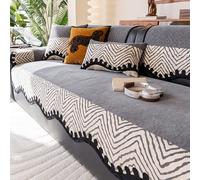 Funda de Sofá de Chenilla, Funda de Sofá Texturizada Antideslizante a Rayas para Sofá Seccional en Forma de L o U, Lavable, Protector de Muebles Decorativo Gray 45x45cmPillowCase