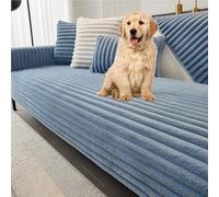 Funda de sofá de felpa antideslizante para sofá de 2 plazas, apta para mascotas, lavable a máquina, color azul, 110 x 160 cm, protector suave para perros y muebles, perfecta para decoración del hogar