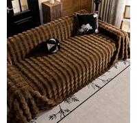 Funda De Sofá De Felpa De Piel Sintética De Conejo: Elástica, Impermeable, Antideslizante, Tamaño Universal Para Sofás De 1 A 5 Plazas, Protectora De Terciopelo Lavable Brown 180*230cm/70.87*90.55in