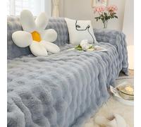 Funda De Sofá De Felpa De Piel Sintética De Conejo: Elástica, Impermeable, Antideslizante, Tamaño Universal Para Sofás De 1 A 5 Plazas, Protectora De Terciopelo Lavable Blue 180*480cm/70.87*188.98in