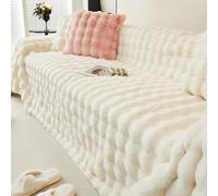 Funda de sofá de Felpa Gruesa con Forma de Conejo para 1, 2 o 3 plazas, Lavable, para sofás esquineros en Forma de L, Manta cálida para Todas Las Estaciones para mamá, Blanca, 70 * 125 pulga