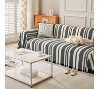 Funda de sofá de felpilla lavable, de doble cara, antideslizante y resistente a los arañazos, protector versátil de muebles y mantel, color negro, 180 x 420 cm