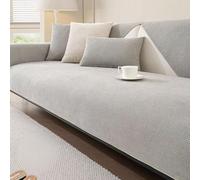 Funda de sofá de felpilla Suave 1/2/3/4 Plazas en Forma de L, Antideslizante, Lavable y Apta para Mascotas, se Adapta a múltiples Estilos, Modernos para decoración del hogar(Gris Claro,70x180cm)