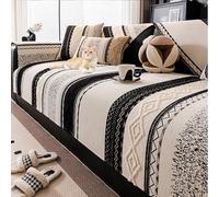 Funda De Sofá De Jacquard A Rayas, Chenilla Suave Funda Sofa Chaise Long 1 2 3 4 Plazas, Protector Cubre Sofa(E,110x210cm)