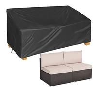 Funda de sofá de jardín impermeable para sofá de 2/3/4 asientos, resistente a los rayos UV, resistente al viento, a prueba de polvo, tela Oxford, protector de muebles de patio negro