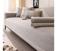 Funda de sofá de lino y algodón para todas las estaciones, antideslizante, se adapta a 1-4 asientos y forma L/U para sala de estar, color gris (90 x 240 cm), elegante y