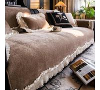 Funda de sofá de lujo ligeras, fundas de sofá de chenilla suave con forma especial, cojín de sofás antideslizante lavable, protector de muebles que admite mascotas de f coffee 90*280cm/35.43*110.24in