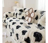 Funda de sofá de Piel de Conejo sintética, Manta de sofá Suave y Lavable, Apta para sofás de 1 a 4 plazas, Adecuada para sofás en Forma de L o modulares Rose 45 * 45cm/17.72 * 17.72inCushion Cover