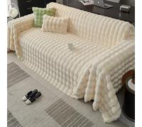 Funda De Sofá De Piel Sintética De Conejo Ultrasuave Y Peluda, Larga, Gruesa, Cálida Y Esponjosa, Decorativa Y Acogedora, con Burbujas De Peluche,Beige,180x130cm/71x51inch