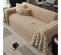 Funda De Sofá De Piel Sintética De Conejo Ultrasuave Y Peluda, Larga, Gruesa, Cálida Y Esponjosa, Decorativa Y Acogedora, con Burbujas De Peluche,Caqui,180x130cm/71x51inch