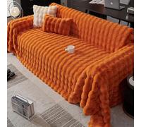 Funda De Sofá De Piel Sintética De Conejo Ultrasuave Y Peluda, Larga, Gruesa, Cálida Y Esponjosa, Decorativa Y Acogedora, con Burbujas De Peluche,Naranja,180x130cm/71x51inch