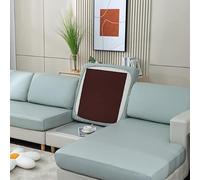 Funda de sofá de piel sintética impermeable, elástica, color sólido, para sala de estar, protector de sillón en forma de L, color azul claro, tamaño estándar 1 (S), 1 unidad
