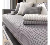 Funda de sofá de seda fresca de verano, lavable, antideslizante, transpirable, protector de cojín para muebles, 110 x 180 cm, color gris, perfecta para decoración del hogar y comodidad