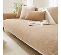 Funda de sofá de seda refrescante, protector antideslizante transpirable con 3 cojines, se adapta a 1-4 asientos, color caqui, 90 x 160 cm, decoración refrescante para el hogar