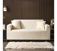 Funda de sofá de terciopelo con relieve de cristal, 1 plaza, 90140 cm, elástica, gruesa, protector de sofá, decoración de sala de estar, color crema, elegante mobiliario para el hogar