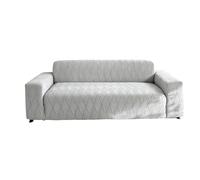 Funda de sofá de Terciopelo de Felpa Gruesa de Primera Calidad Funda de sofá de Alta Elasticidad Lujoso Terciopelo de Felpa Diseño Minimalista de Jacquard Anti Gris Claro Quadruple Seat [235cm-300cm]