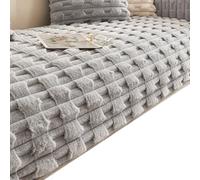 Funda De Sofá De Una Pieza para Perros. Fundas De Sofá Lavables Y Antideslizantes para Sofás De Tres Cojines. Apto para Mascotas. Protector De Muebles. Piel Sintética De Conejo(Gray B,90x240cm)