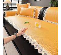 Funda de sofá de Verano, tapete de Seda de Hielo de ratán, Fundas de sofá, Protector Universal de Muebles de Aire for Sala de Estar(Amarillo,80 * 120cm)