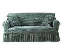 Funda de sofá elástica 3D de alto estiramiento de 4 plazas, funda de sofá de lujo con falda Fundas de sofá antideslizantes, protector de muebles extraíble para sala de estar(verde, 2 Seater(145 185