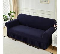 Funda de sofá elástica azul marino con faldón, protector de muebles antideslizante para sofá esquinero de 1 a 4 plazas en forma de L, fundas transpirables, duraderas y elegantes para decoración del