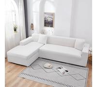 Funda de sofá elástica blanca para sala de estar, funda de sofá en forma de L, se adapta a 1/2/3/4 plazas, 145-185 cm, 1 pieza, protector universal elástico para muebles