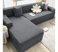 Funda de sofá elástica con diván, tela elástica, gruesa, suave y cómoda, a prueba de polvo, para sala de estar, color gris oscuro, 1 plaza (90 140 cm)
