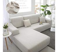 Funda de sofá elástica con reposabrazos, protector de sofá de poliéster, color gris claro, funda decorativa para muebles de sala de estar, se adapta a sofás de 2 y 2 plazas