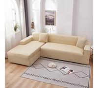 Funda de sofá elástica de poliéster suave en forma de L para muebles seccionales, 1 asiento, funda protectora de tela amarilla para decoración del hogar y fácil limpieza
