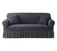 Funda de sofá elástica en 3D de alto estiramiento de 4 plazas, funda de sofá de lujo con falda Fundas de sofá antideslizantes, protector de muebles extraíble para sala de estar(Dark Gray,1 Seater(90