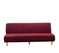 Funda de sofá elástica multifuncional de color sólido con forma de grano de maíz, cama gruesa y plegable sin brazos, color rojo vino, longitud media para una fácil transformación y mejora de estilo