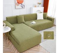 Funda de sofá elástica universal impermeable y de tela suave, opción de diván izquierda/derecha, se adapta a reposabrazos de 3/2/4 plazas, protector verde (235300 cm)